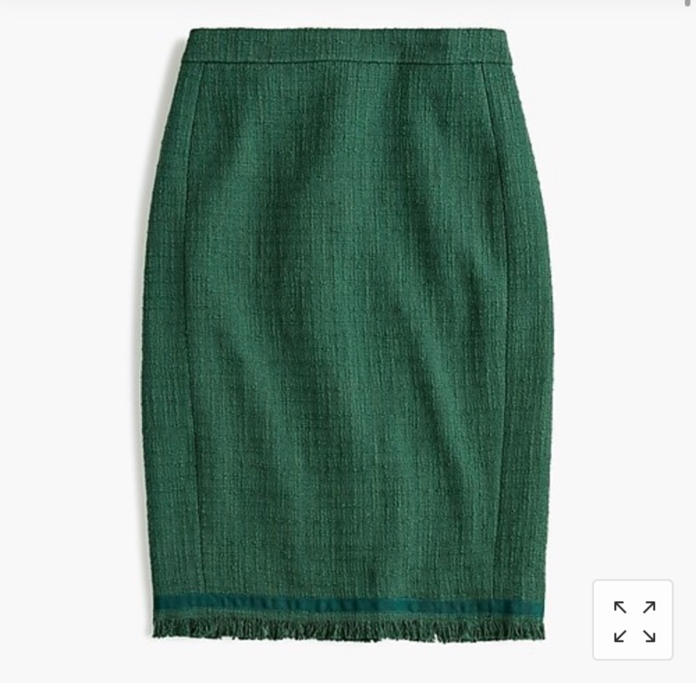 Tweed pencil skirt with fringe